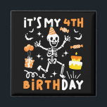 4th birthday kids funny skeleton 4th birthday magnet<br><div class="desc">4th birthday kids funny skeleton 4th birthday halloween boys</div>