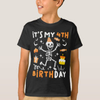 4th birthday kids funny skeleton 4th birthday