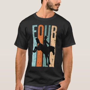 4th Birthday Kids Retro Rodeo Horse Lovers Cowboys T-Shirt