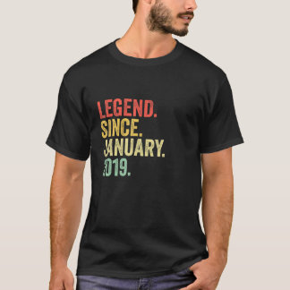 4th Birthday Legend Since January 2019 4 Years Ol T-Shirt