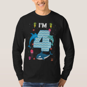 4th Birthday Ocean Sea Animal 4 Years Old Bday T-Shirt