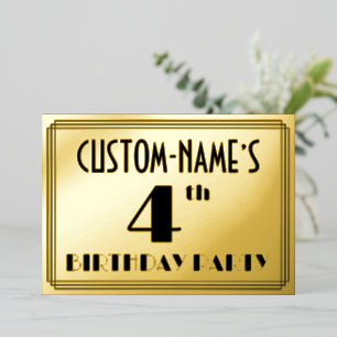4th Birthday Party — Art Deco Look “4” + Name