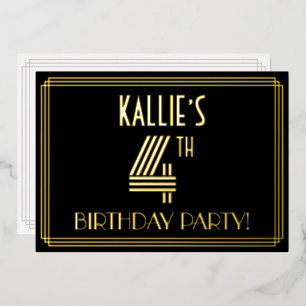 4th Birthday Party — Art Deco Style “4” + Name
