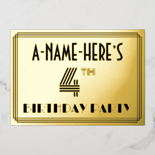 4th Birthday Party — Art Deco Style “4” & Name