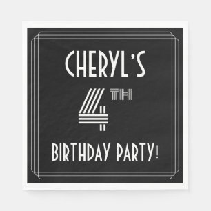 4th Birthday Party: Art Deco Style + Custom Name Napkin