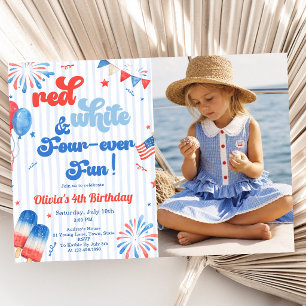 4th Birthday Party Invitation - 4th of July Photo