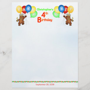 4th Birthday Party Royal Bear Scrapbook  Paper 2