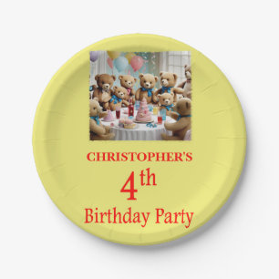 4th Birthday Party Teddy Bears Party Paper Plate