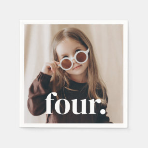 4th Birthday Photo - four Napkin