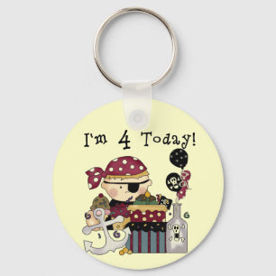 4th Birthday Pirate Tshirts and Gifts Keychain