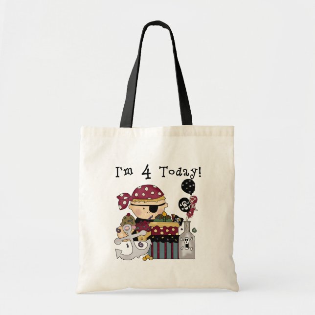4th Birthday Pirate Tshirts and Gifts Tote Bag (Front)