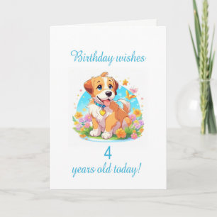 4th Birthday Puppy Dog Card