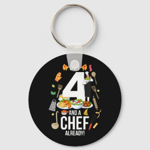 4th Birthday Quote _only 4 And A Chef Already_ Keychain