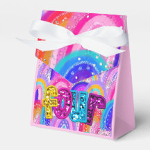 4th Birthday Rainbow Glitter Girl PartyFavor Boxes