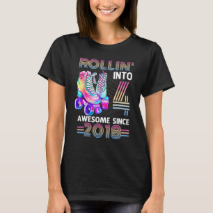 4th Birthday Rollin' Into 4 Awesome 2018 Roller Sk T-Shirt