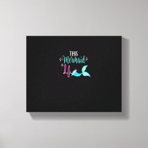 4th Birthday Shirt Mermaid Girl Party Cute THIS ME Canvas Print