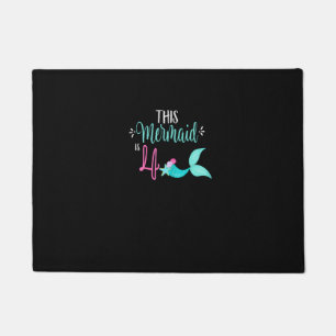 4th Birthday Shirt Mermaid Girl Party Cute THIS ME Doormat