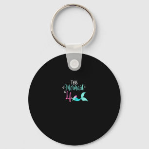 4th Birthday Shirt Mermaid Girl Party Cute THIS ME Keychain