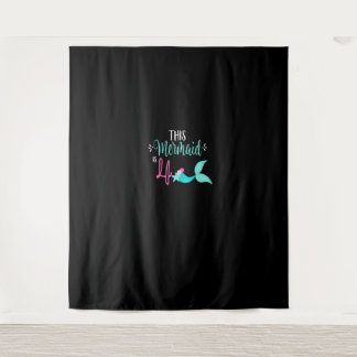 4th Birthday Shirt Mermaid Girl Party Cute THIS ME Tapestry