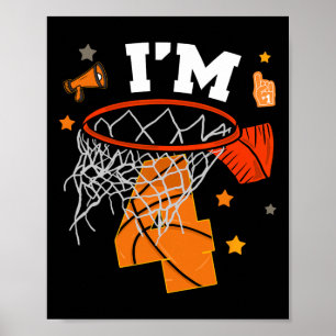 4th Birthday Sketll Boy 4 Yr Old Four Years Bday  Poster