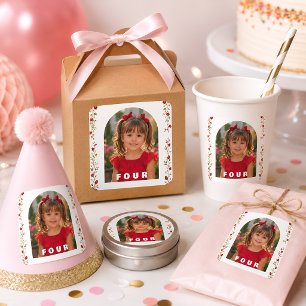 4th Birthday Sticker Girl with Photo