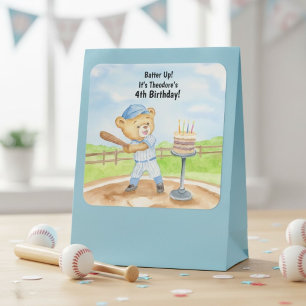4th Birthday Tee Ball Teddy Bear Baseball Square Sticker