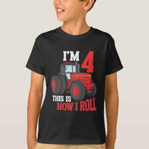 4th Birthday Tractor loving Kid 4 Year Old Farmer T-Shirt