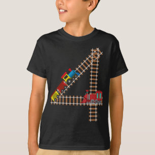 4th Birthday Train Railroad Themed 4 Year Old Kids T-Shirt