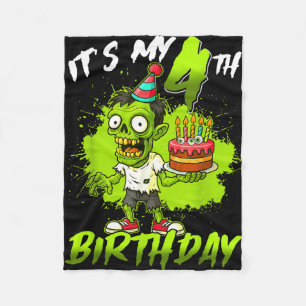 4th birthday zombie 4 years old happy halloween fleece blanket
