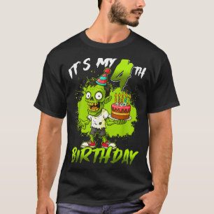 4th Birthday Zombie 4 Years Old Happy Halloween T-Shirt