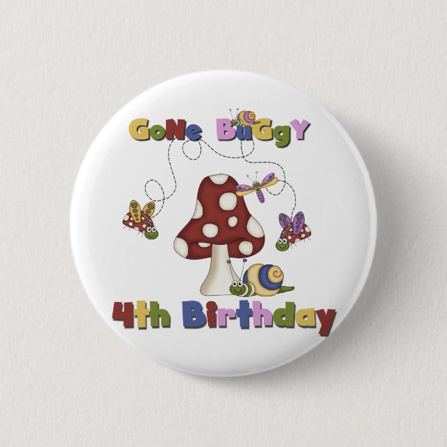 4th Bug Birthday Tshirts and Gifts 2 Inch Round Button (Front)