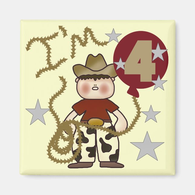 4th Cowboy Birthday Tshirts and Gifts Magnet (Front)