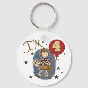 4th Cowgirl Birthday Tshirts and Gifts Keychain