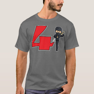 4th Fourth Birthday Ninja Samurai Karate Taekwondo T-Shirt