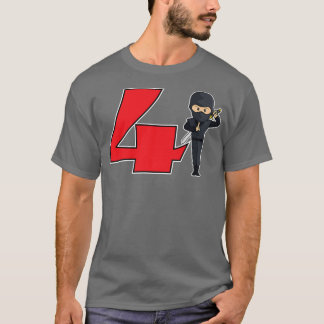 4th Fourth Birthday Ninja Samurai Karate Taekwondo T-Shirt