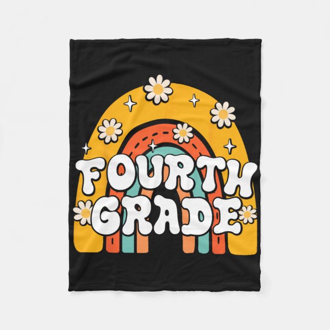 4th Fourth Grade First Day School Back To School T Fleece Blanket (Front)