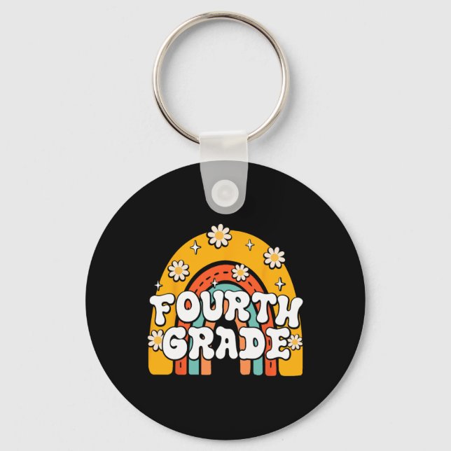 4th Fourth Grade First Day School Back To School T Keychain (Front)