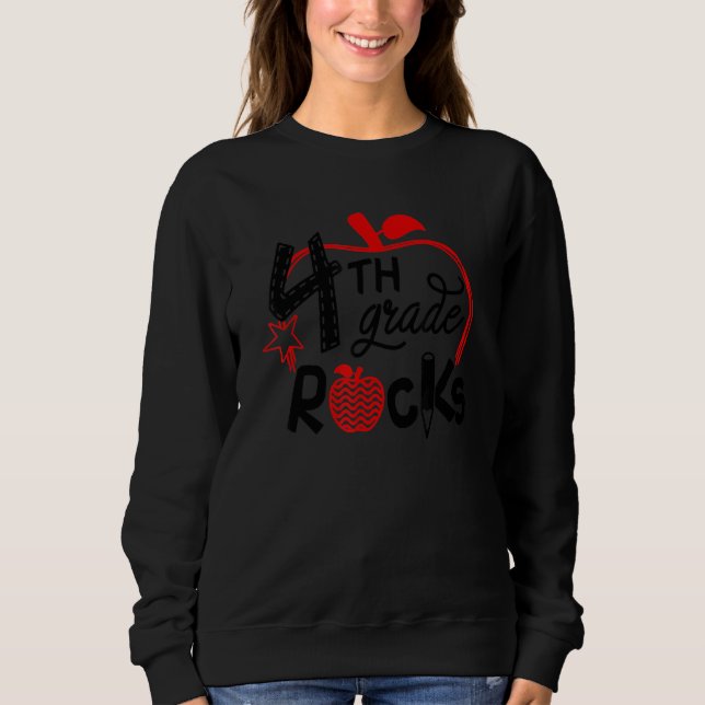 4th Fourth Grade Rocks Back To School Students Tea Sweatshirt (Front)