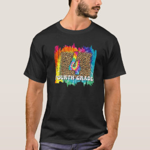4th Fourth Grade Teacher Tie Dye Leopard For Kids T-Shirt
