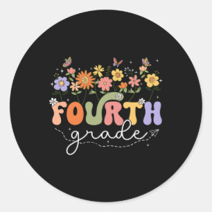 4th Fourth Grade Teacher Wildflower Ck To School F Classic Round Sticker