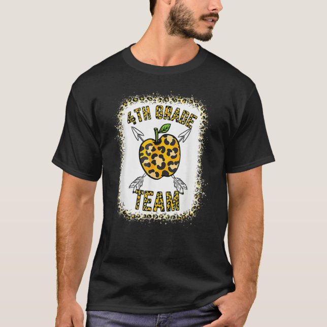 4th Fourth Grade Team Leopard Teacher Student Back T-Shirt (Front)