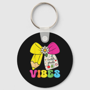 4th Fourth Grade Vibes Back To School Coquette Tea Keychain