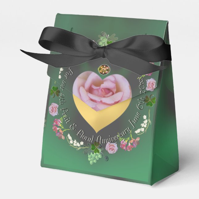 4th Fruit & Floral + Photo Wedding Anniversary Favor Box (Front Side)