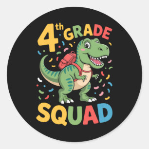 4th Grade Back To School Cute Dinosaur Classic Round Sticker