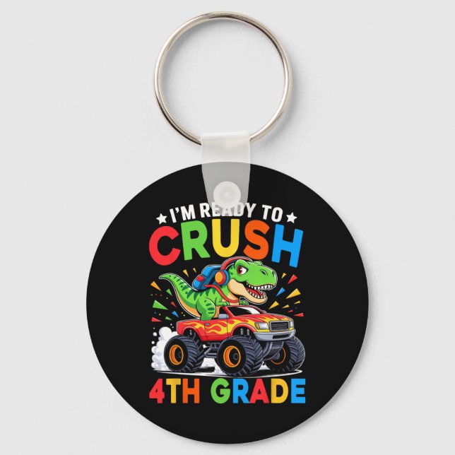 4th Grade Back To School Dinosaur T Rex Monster Tr Keychain (Front)