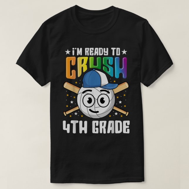 4th Grade Back To School Shirt Baseball First Day  (Design Front)