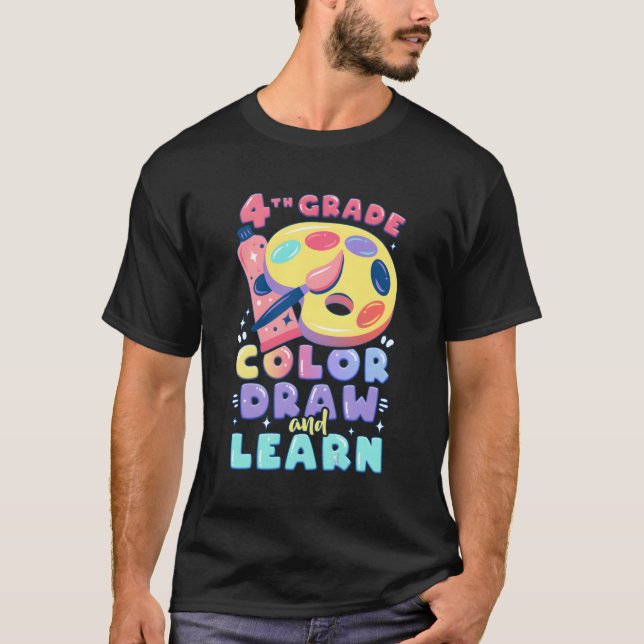 4Th Grade Back To School Watercolor Paints T-Shirt (Front)