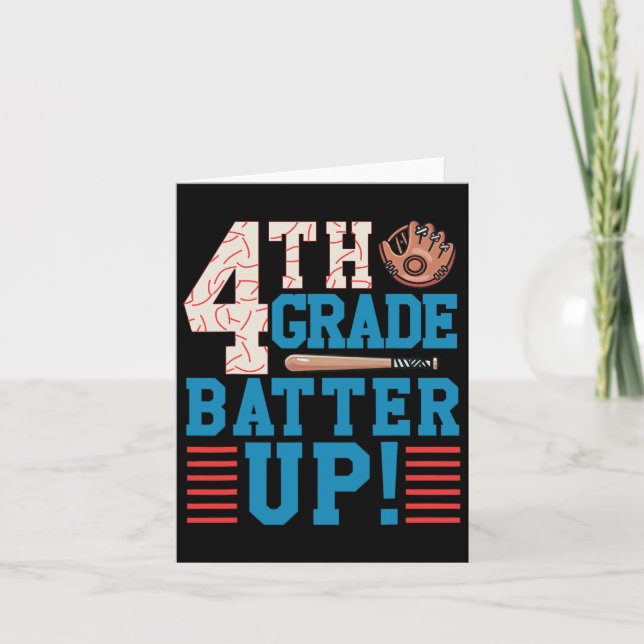 4th Grade Batter Up Back To School For Baseball Pl Card (Front)