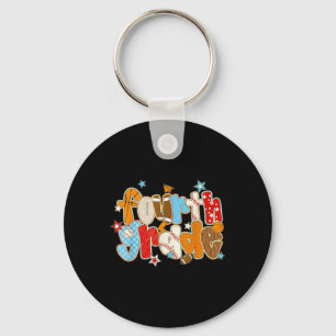 4th Grade Boys Baseball Basketball Football Back T Keychain