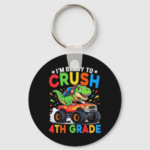4th Grade Ck To School Dinosaur T Rex Monster Truc Keychain